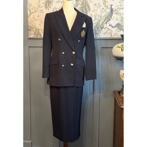 Chas Reed & Co. Tailored Classics Women's 4 Skirt Suit – 100% Worsted Wool Navy